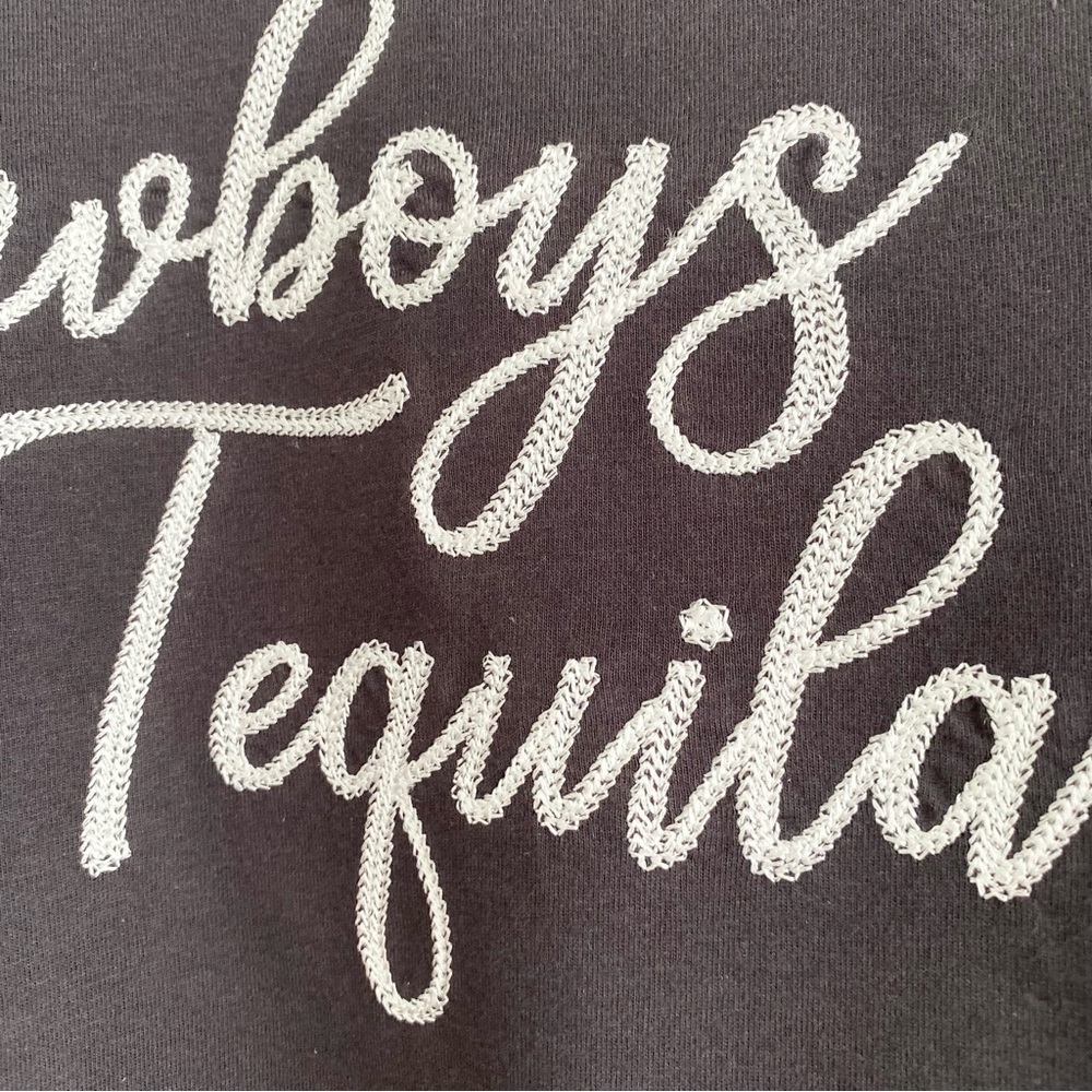 Cowboys & Tequila Embroidered Black Organic Cotton, Concert Graphic Tee - Picture 2 of 4